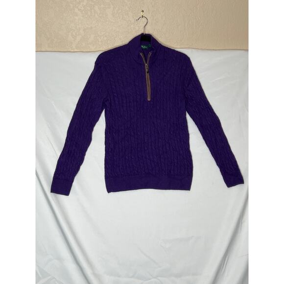 Bobby Jones size M sweater purple cable knit 100% baby alpaca quiet luxury - Picture 1 of 11
